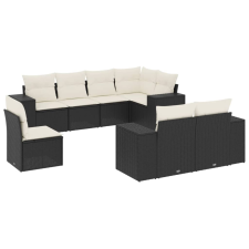 vidaXL 8 részes fekete polyrattan kerti ülőgarnitúra párnákkal (3255173) kerti bútor