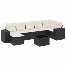 vidaXL 8 részes fekete polyrattan kerti ülőgarnitúra párnákkal (3255223) kerti bútor