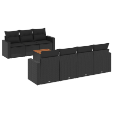 vidaXL 8 részes fekete polyrattan kerti ülőgarnitúra párnákkal (3256356) kerti bútor