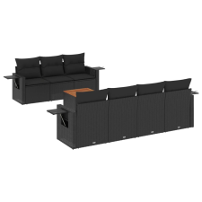 vidaXL 8 részes fekete polyrattan kerti ülőgarnitúra párnákkal (3256797) kerti bútor