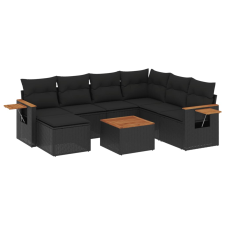 vidaXL 8 részes fekete polyrattan kerti ülőgarnitúra párnákkal (3259451) kerti bútor