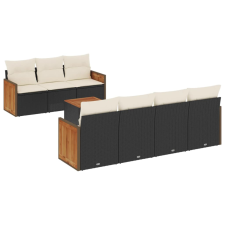 vidaXL 8 részes fekete polyrattan kerti ülőgarnitúra párnákkal (3259886) kerti bútor