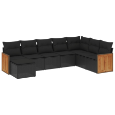 vidaXL 8 részes fekete polyrattan kerti ülőgarnitúra párnákkal (3260326) kerti bútor