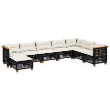 vidaXL 8 részes fekete polyrattan kerti ülőgarnitúra párnákkal (3261956) kerti bútor