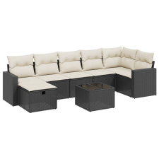 vidaXL 8 részes fekete polyrattan kerti ülőgarnitúra párnákkal (3263512) kerti bútor