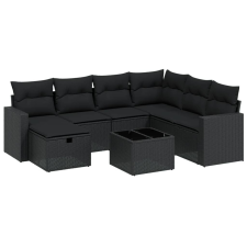 vidaXL 8 részes fekete polyrattan kerti ülőgarnitúra párnákkal (3263531) kerti bútor