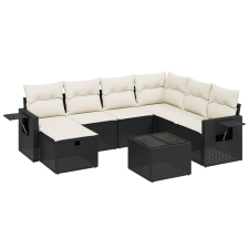 vidaXL 8 részes fekete polyrattan kerti ülőgarnitúra párnákkal (3263842) kerti bútor