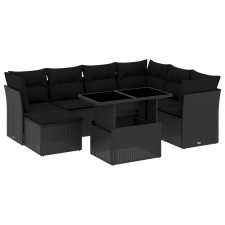 vidaXL 8 részes fekete polyrattan kerti ülőgarnitúra párnákkal (3266755) kerti bútor