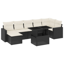 vidaXL 8 részes fekete polyrattan kerti ülőgarnitúra párnákkal (3267426) kerti bútor