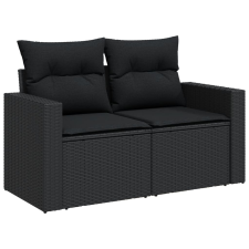 vidaXL 8 részes fekete polyrattan kerti ülőgarnitúra párnákkal (3267435) kerti bútor