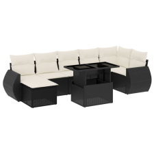 vidaXL 8 részes fekete polyrattan kerti ülőgarnitúra párnákkal (3268686) kerti bútor