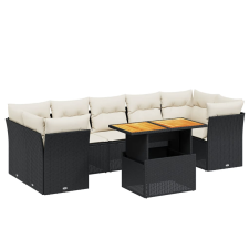 vidaXL 8 részes fekete polyrattan kerti ülőgarnitúra párnákkal (3270699) kerti bútor