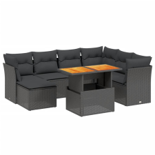 vidaXL 8 részes fekete polyrattan kerti ülőgarnitúra párnákkal (3270950) kerti bútor