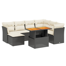 vidaXL 8 részes fekete polyrattan kerti ülőgarnitúra párnákkal (3270951) kerti bútor
