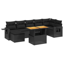 vidaXL 8 részes fekete polyrattan kerti ülőgarnitúra párnákkal (3271860) kerti bútor
