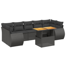 vidaXL 8 részes fekete polyrattan kerti ülőgarnitúra párnákkal (3272105) kerti bútor