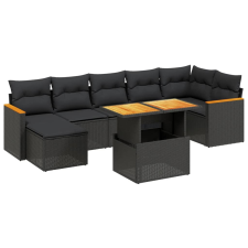 vidaXL 8 részes fekete polyrattan kerti ülőgarnitúra párnákkal (3273183) kerti bútor