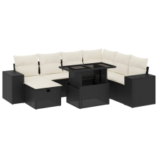 vidaXL 8 részes fekete polyrattan kerti ülőgarnitúra párnákkal (3275316) kerti bútor