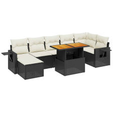 vidaXL 8 részes fekete polyrattan kerti ülőgarnitúra párnákkal (3275709) kerti bútor