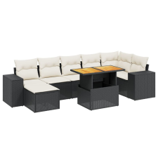 vidaXL 8 részes fekete polyrattan kerti ülőgarnitúra párnákkal (3275933) kerti bútor