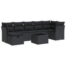 vidaXL 8 részes fekete polyrattan kerti ülőgarnitúra párnákkal (3325311) kerti bútor
