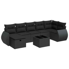 vidaXL 8 részes fekete polyrattan kerti ülőgarnitúra párnákkal (3325611) kerti bútor
