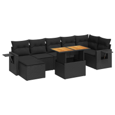 vidaXL 8 részes fekete polyrattan kerti ülőgarnitúra párnákkal (3327177) kerti bútor