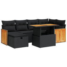 vidaXL 8 részes fekete polyrattan kerti ülőgarnitúra párnákkal (3328154) kerti bútor