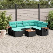 vidaXL 8 részes fekete polyrattan kerti ülőgarnitúra párnával kerti bútor