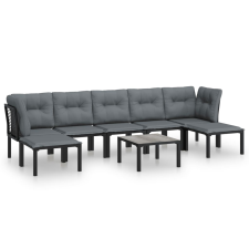 vidaXL 8 részes fekete-szürke polyrattan kerti társalgógarnitúra (3187765) kerti bútor
