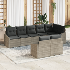 vidaXL 8 részes kerti étkezőszett párnákkal világosszürke polyrattan kerti bútor