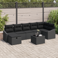 vidaXL 8 részes kerti kanapé szett párnákkal fekete poly rattan kerti bútor