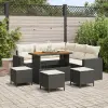 vidaXL 8 Részes Kerti Kanapé Szett Párnákkal Fekete Poly Rattan Akácia, vidaXL 3 Részes Kerti Étkező Szett Párnákkal Fekete Poly Rattan Akácia