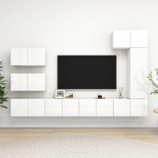vidaXL 8 részes magasfényű fehér forgácslap TV-szekrényszett bútor