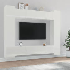 vidaXL 8 részes magasfényű fehér szerelt fa TV-szekrényszett bútor