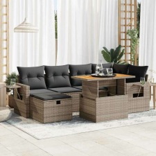 vidaXL 8 részes szürke polyrattan akácfa kerti ülőgarnitúra párnákkal kerti bútor