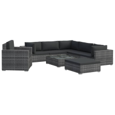 vidaXL 8-részes szürke polyrattan kerti bútorszett párnákkal (46767) kerti bútor