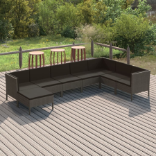vidaXL 8 részes szürke polyrattan kerti ülőgarnitúra párnákkal kerti bútor