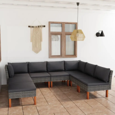  vidaXL 8 részes szürke polyrattan kerti ülőgarnitúra párnákkal kerti bútor