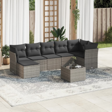 vidaXL 8-részes szürke polyrattan kerti ülőgarnitúra párnákkal kerti bútor