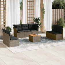 vidaXL 8-részes szürke polyrattan kerti ülőgarnitúra párnákkal kerti bútor