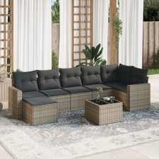 vidaXL 8-részes szürke polyrattan kerti ülőgarnitúra párnákkal kerti bútor