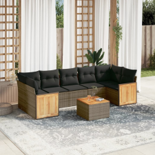 vidaXL 8-részes szürke polyrattan kerti ülőgarnitúra párnákkal kerti bútor