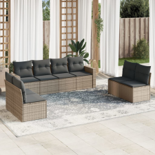 vidaXL 8-részes szürke polyrattan kerti ülőgarnitúra párnákkal kerti bútor