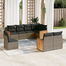 vidaXL 8-részes szürke polyrattan kerti ülőgarnitúra párnákkal kerti bútor