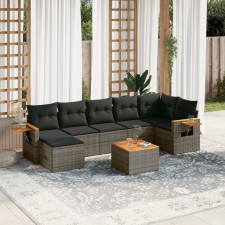 vidaXL 8-részes szürke polyrattan kerti ülőgarnitúra párnákkal kerti bútor