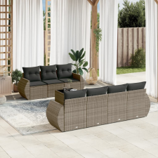 vidaXL 8-részes szürke polyrattan kerti ülőgarnitúra párnákkal kerti bútor