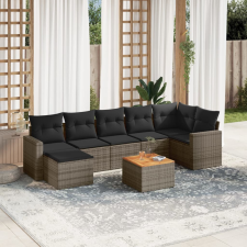 vidaXL 8-részes szürke polyrattan kerti ülőgarnitúra párnákkal kerti bútor
