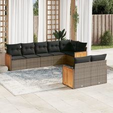 vidaXL 8-részes szürke polyrattan kerti ülőgarnitúra párnákkal kerti bútor