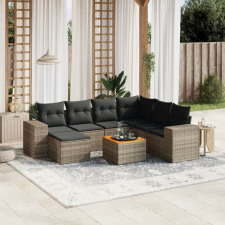 vidaXL 8-részes szürke polyrattan kerti ülőgarnitúra párnákkal kerti bútor
